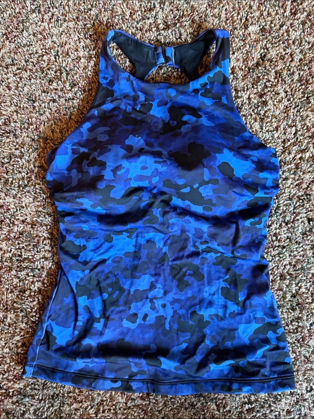 Athleta Blue Camo High-Neck Swim Tankini Top
